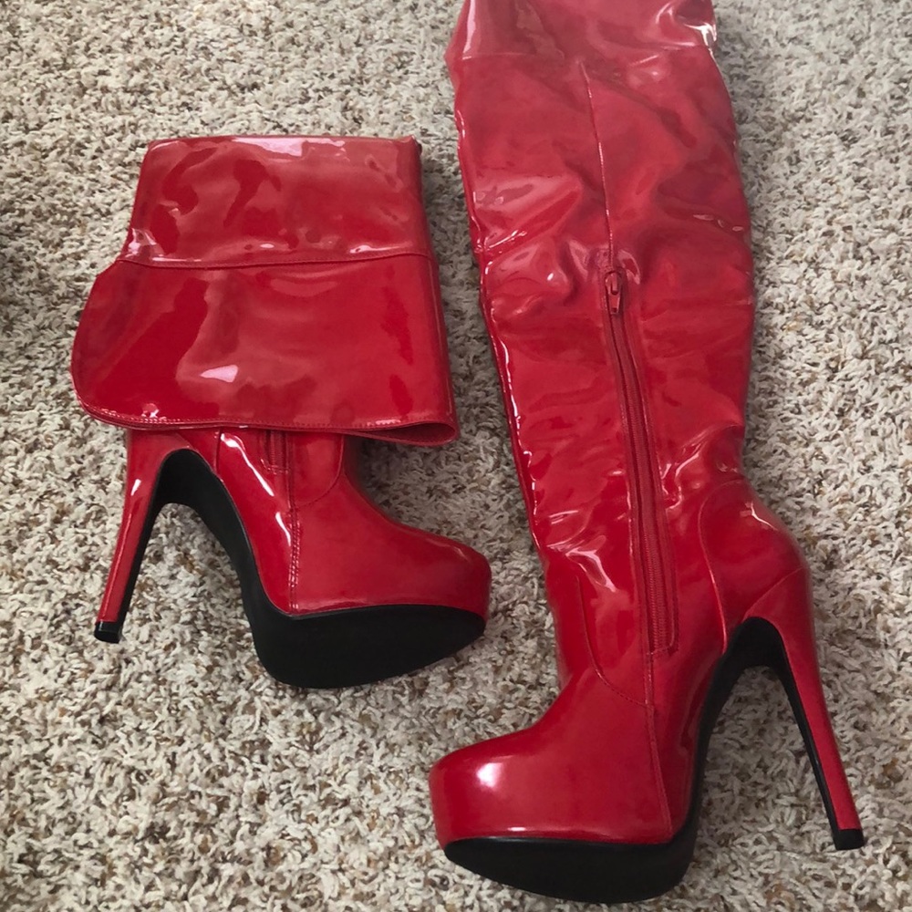 Red, over the knee